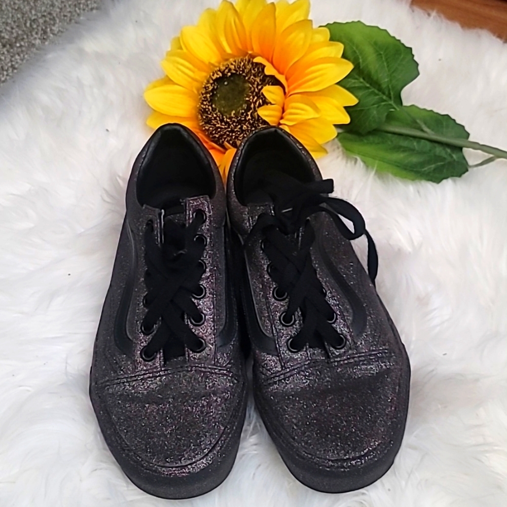 Vans Old Skool women's black glitter shoes
